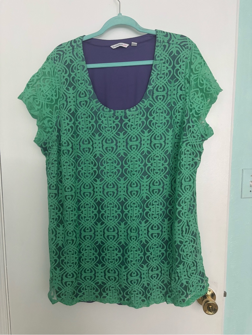Isaac Mizrahi Live! Purple Scoop Neck Top tunic 3X
